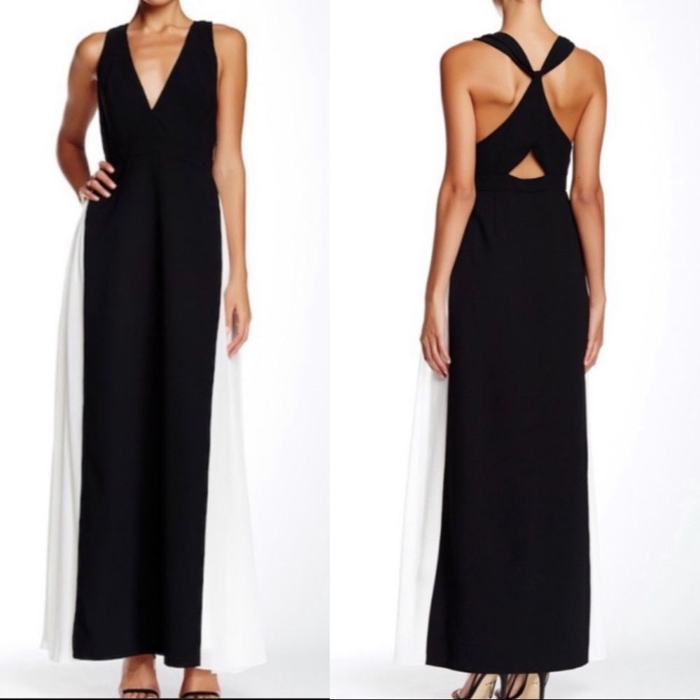 NWT- Jill Stuart Black & White Chiffon Gown
